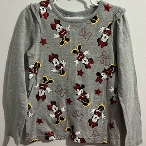 Disney Gray Long Sleeve Tee with Minnie Mouse Print